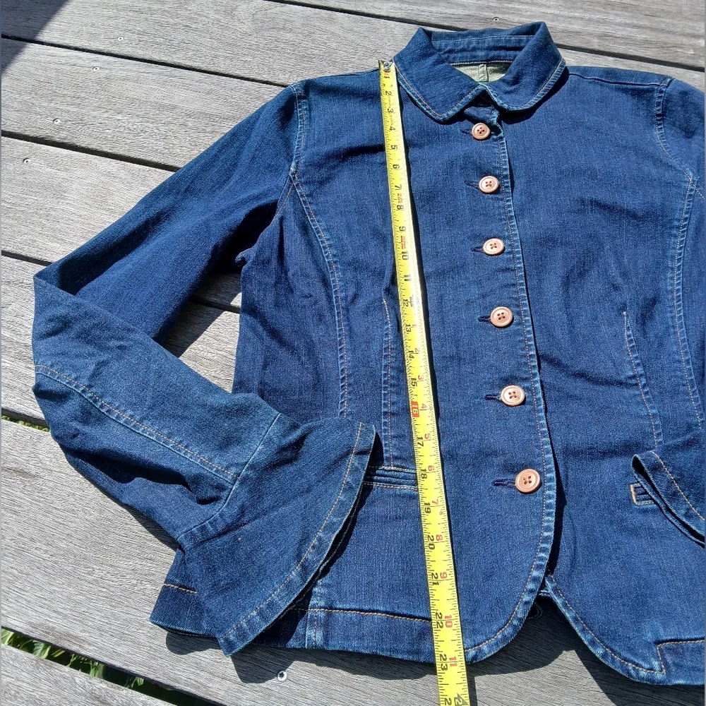 Ralph Lauren Jean Jacket Womens 14 Blue Flared Bell Sleeves Stretch LRL Feminine - Picture 10 of 12